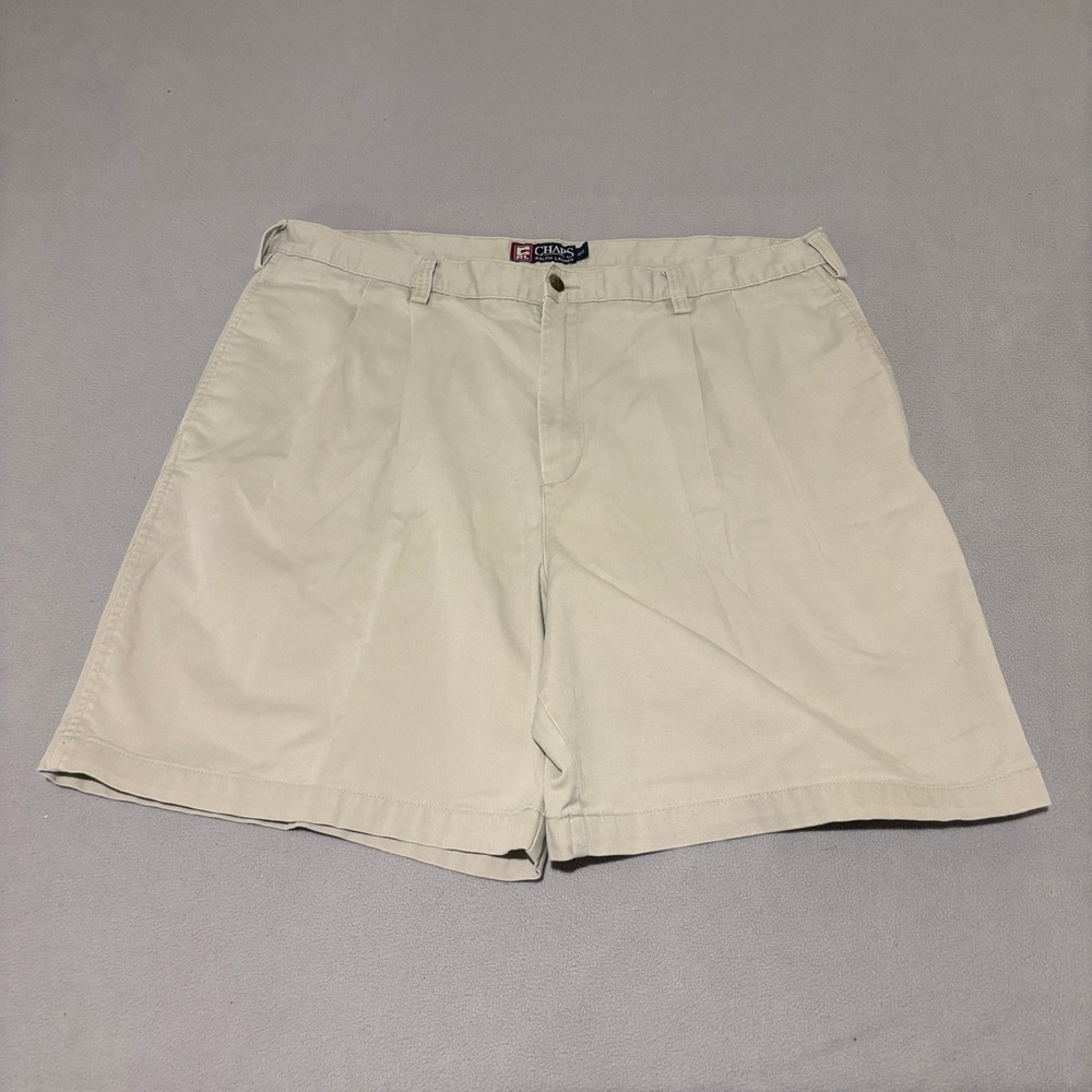 Chaps Ralph Lauren Mens Pleated Chino Shorts Size 40 Tan Khaki Cotton Casual